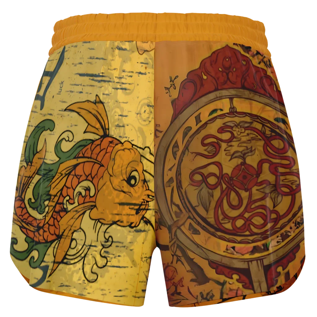 BUDDHA SAKURA BLOSSOMS LOOSE YOGA SHORTS WITH POCKETS