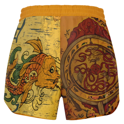 BUDDHA SAKURA BLOSSOMS LOOSE YOGA SHORTS WITH POCKETS