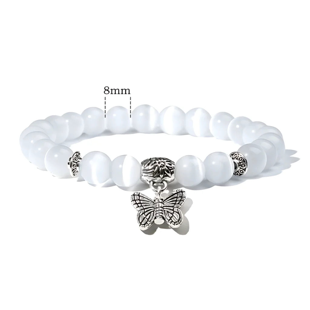 BUTTERFLY CRYSTAL BEAD BRACELET FOR SPIRITUAL GROWTH - White - Bracelet