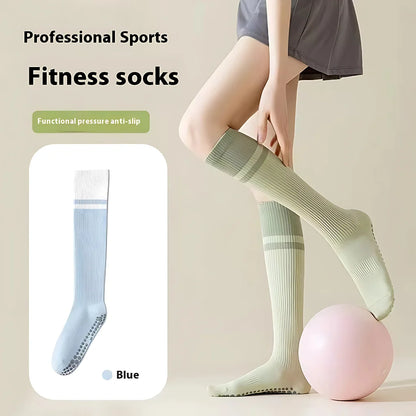 CALF-LENGTH ANTI SLIP YOGA SOCKS FOR WOMEN - Blue / Average Size - Yoga Socks