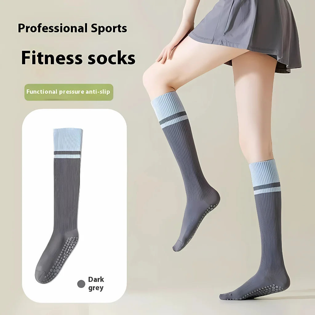 CALF-LENGTH ANTI SLIP YOGA SOCKS FOR WOMEN - Dark Gray / Average Size - Yoga Socks