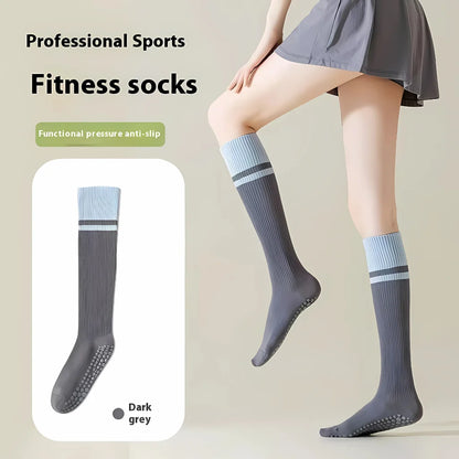 CALF-LENGTH ANTI SLIP YOGA SOCKS FOR WOMEN - Dark Gray / Average Size - Yoga Socks