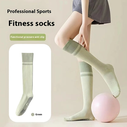 CALF-LENGTH ANTI SLIP YOGA SOCKS FOR WOMEN - Green / Average Size - Yoga Socks