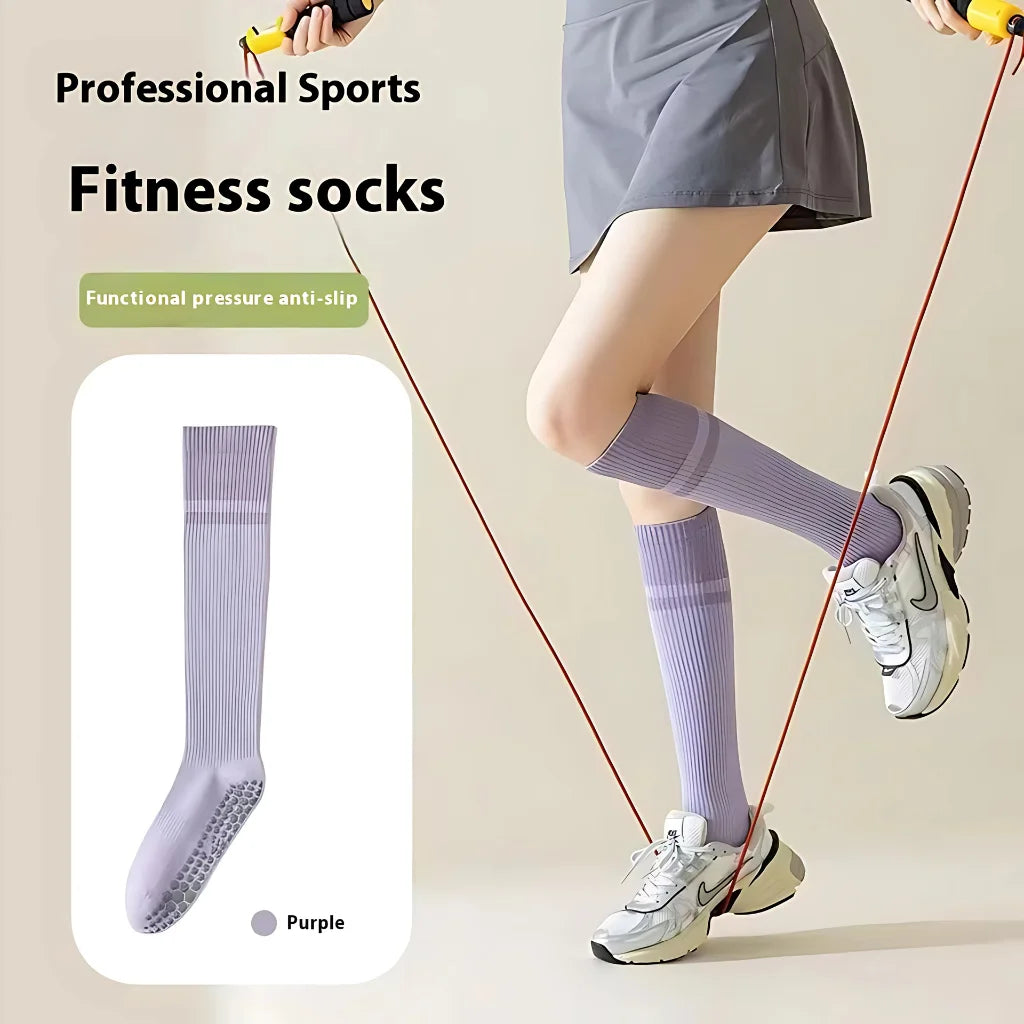 CALF-LENGTH ANTI SLIP YOGA SOCKS FOR WOMEN - Purple / Average Size - Yoga Socks