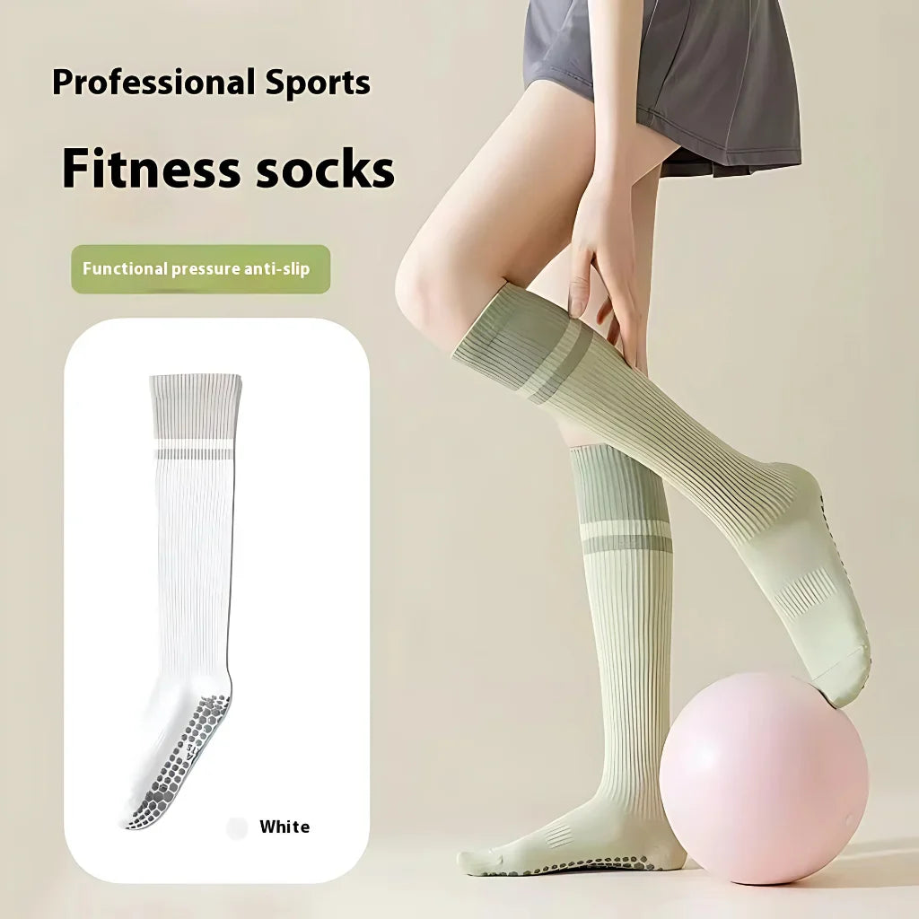 CALF-LENGTH ANTI SLIP YOGA SOCKS FOR WOMEN - White / Average Size - Yoga Socks