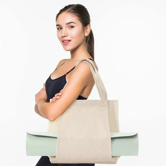 Canvas Yoga Tote With Zippered Storage Pocket
