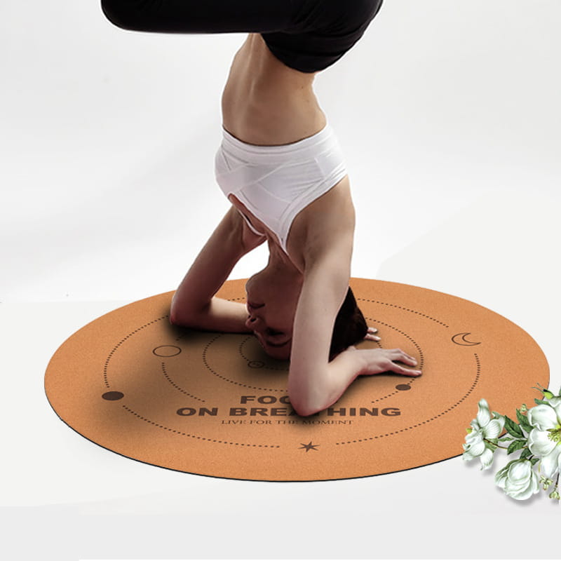 ECO-FRIENDLY CORK ROUND YOGA MAT WITH NON-SLIP GRIP