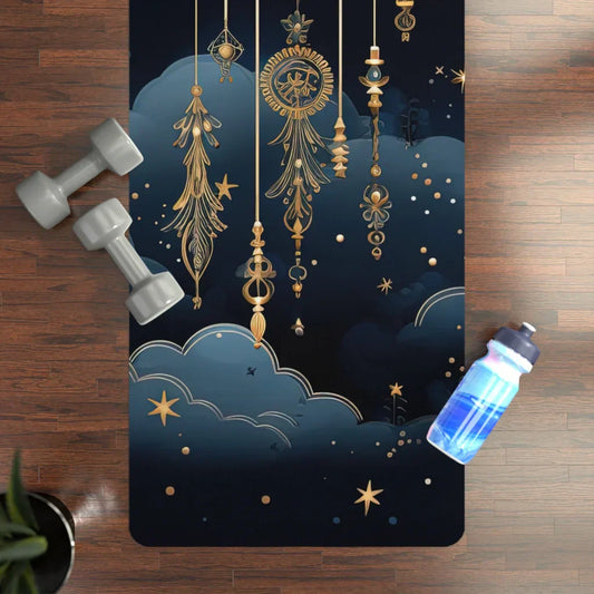 CELESTIAL DREAMCATCHER PRINTED YOGA MAT – BEST NON-SLIP YOGA MAT - 24” x 68” - rubber yoga mat