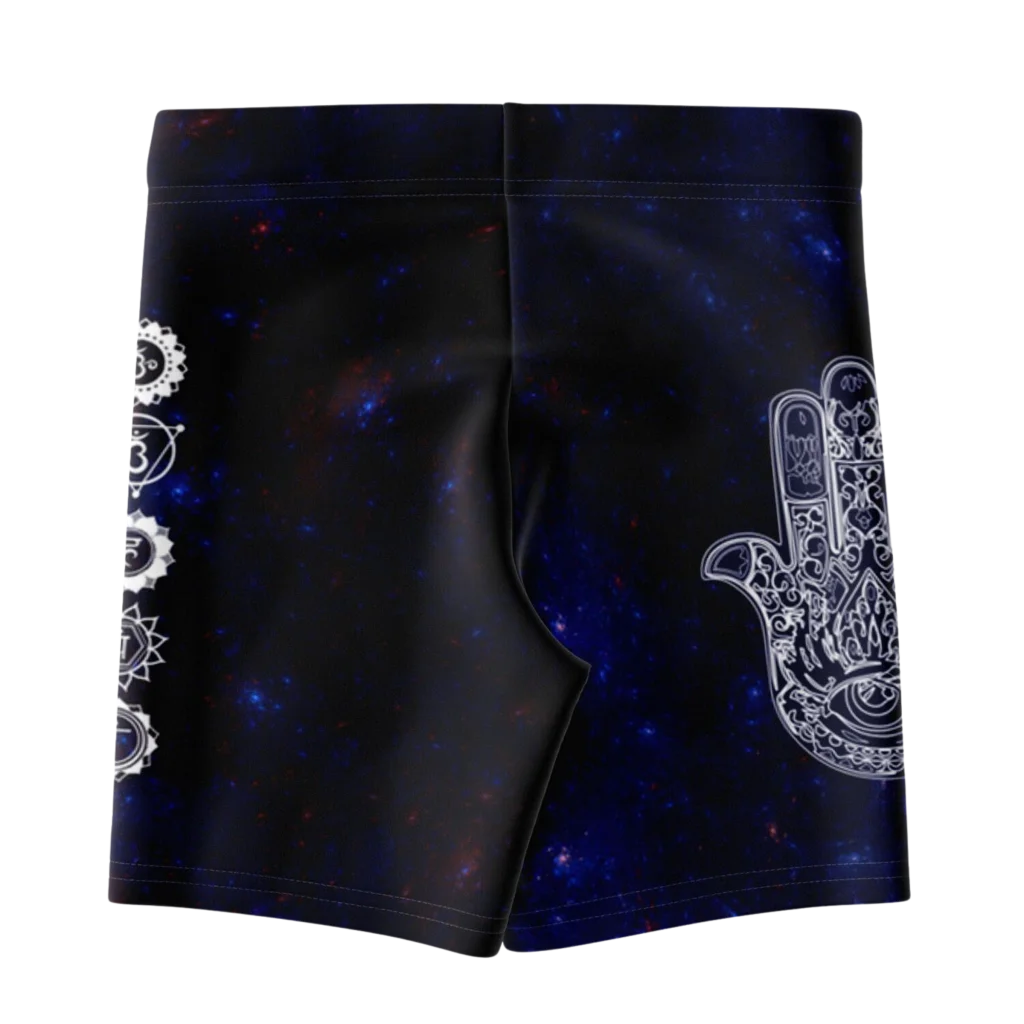 CELESTIAL HAMSA YOGA SHORTS WITH CHAKRAS - SPIRITUAL VIBES