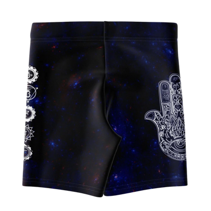 CELESTIAL HAMSA YOGA SHORTS WITH CHAKRAS - SPIRITUAL VIBES