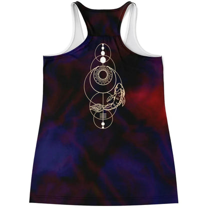 CELESTIAL WILDFLOWERS TANK RACERBACK FOR WOMEN - Flowy Racerback Tank Top - AOP