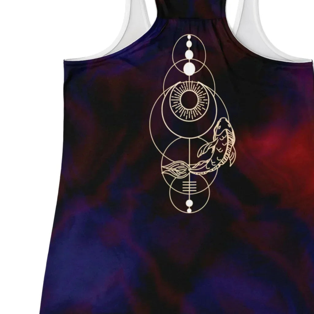 CELESTIAL WILDFLOWERS TANK RACERBACK FOR WOMEN - Flowy Racerback Tank Top - AOP