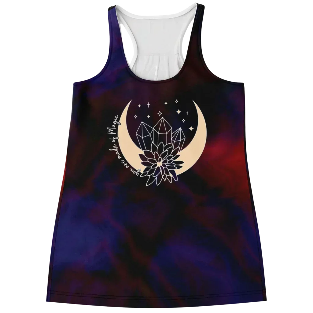 CELESTIAL WILDFLOWERS TANK RACERBACK FOR WOMEN - XS - Flowy Racerback Tank Top - AOP