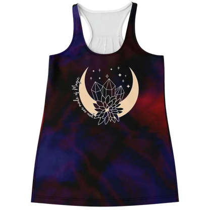 CELESTIAL WILDFLOWERS TANK RACERBACK FOR WOMEN - XS - Flowy Racerback Tank Top - AOP