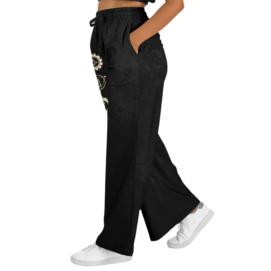Chakra Energy Flared Joggers – Symbolic Black Base