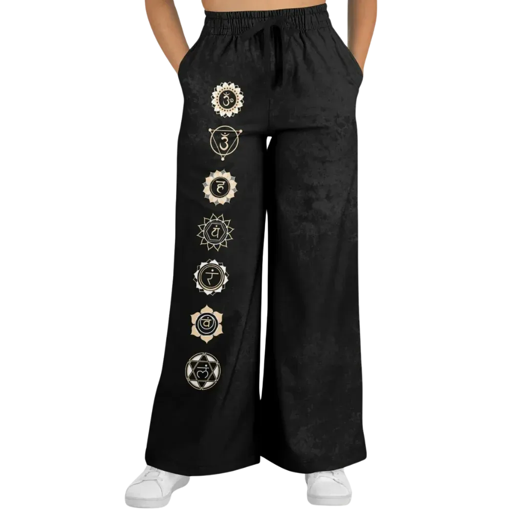 Chakra Energy Flared Joggers – Symbolic Black Base