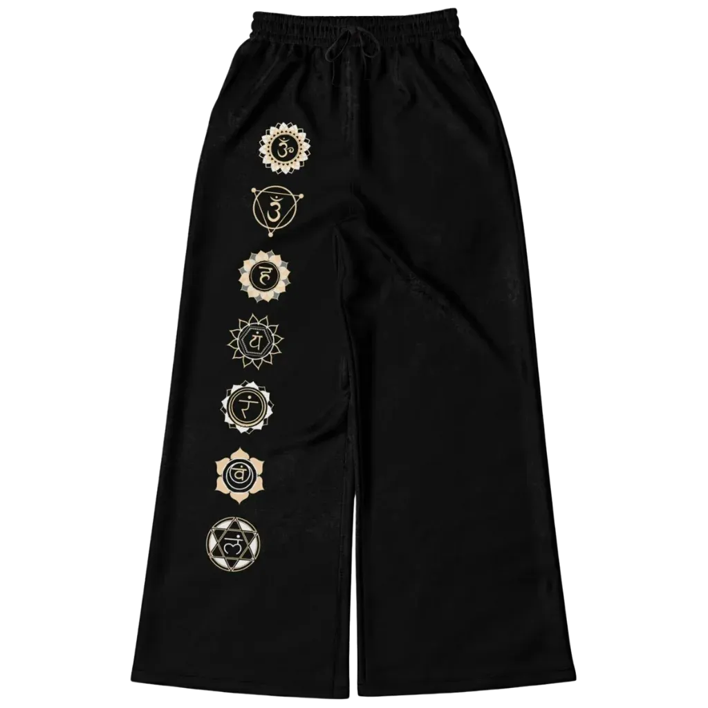 Chakra Energy Flared Joggers – Symbolic Black Base