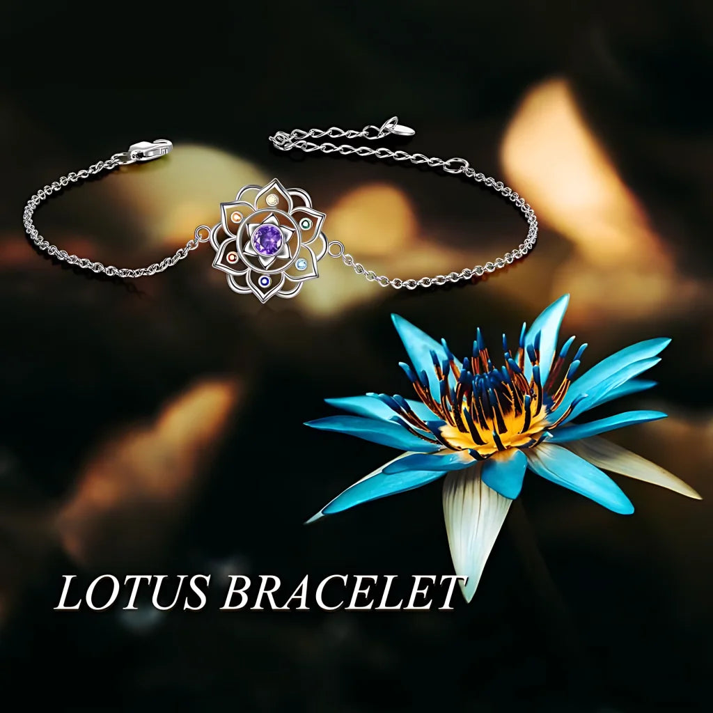 CHAKRA LOTUS PENDANT YOGA BRACELET IN STERLING SILVER - Silver - Bracelet