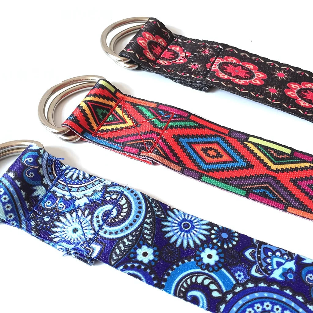 COLORED PRINTED STRETCH STRAP FOR YOGA AND FLEXIBILITY - Yoga Stretch Strap