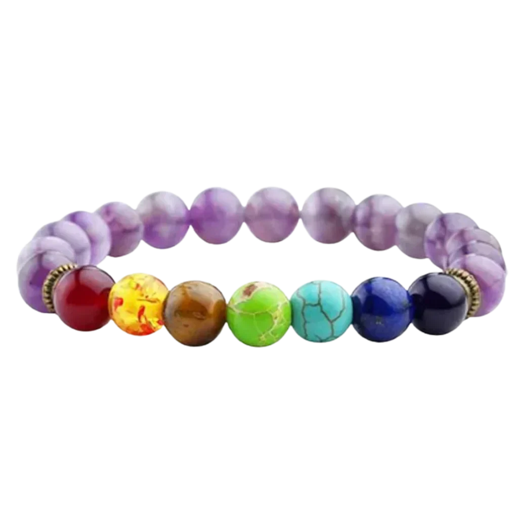 COLORFUL CHAKRA BRACELET FOR SPIRITUAL BALANCE AND HEALING - Style G / Girth: 19.5 cm; Beads: 8mm - Bracelet