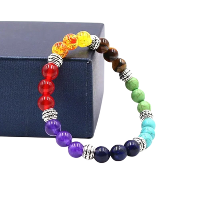 COLORFUL CHAKRA BRACELET FOR SPIRITUAL BALANCE AND HEALING - Style I / Girth: 19.5 cm; Beads: 8mm - Bracelet