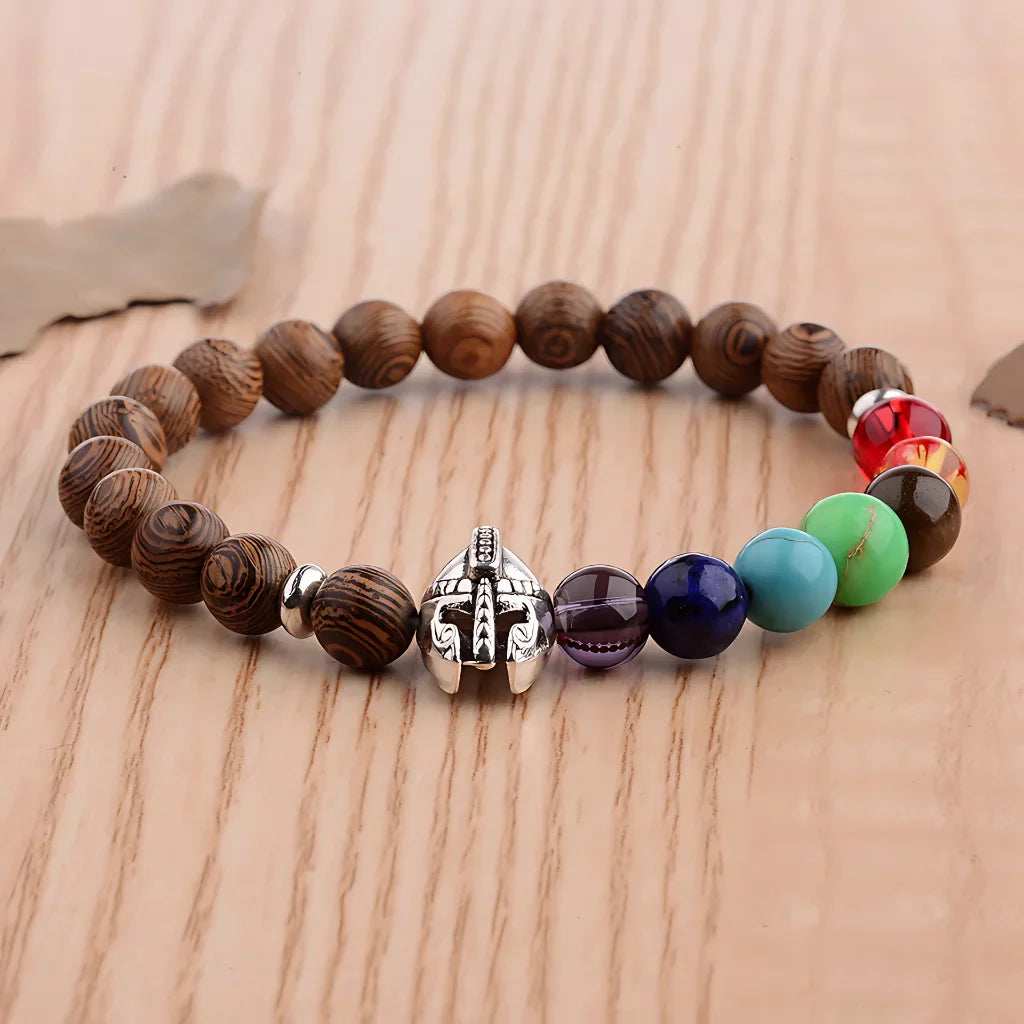 COLORFUL CHAKRA WOODEN BEAD WRAP BRACELET FOR SPIRITUALITY - Bracelet