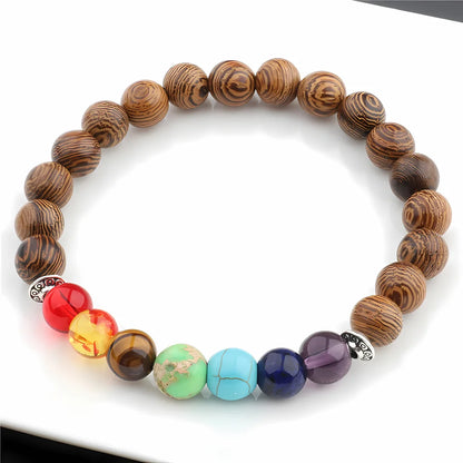 COLORFUL CHAKRA WOODEN BEAD WRAP BRACELET FOR SPIRITUALITY - Style 3 - Bracelet