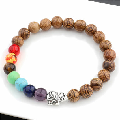 COLORFUL CHAKRA WOODEN BEAD WRAP BRACELET FOR SPIRITUALITY - Style 4 - Bracelet