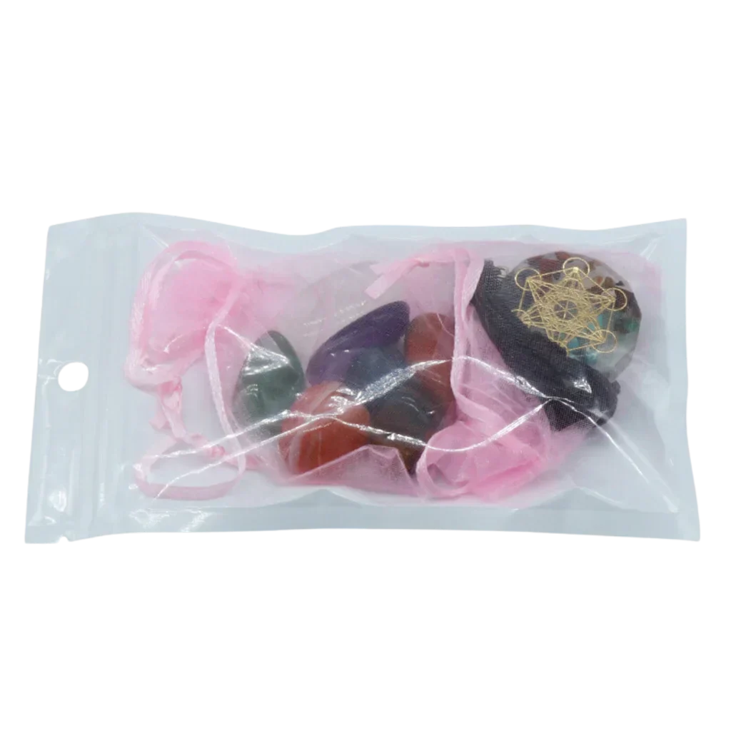 COLORFUL NATURAL CRYSTAL STONES SET FOR CHAKRA HEALING - Bagged - Healing Stones