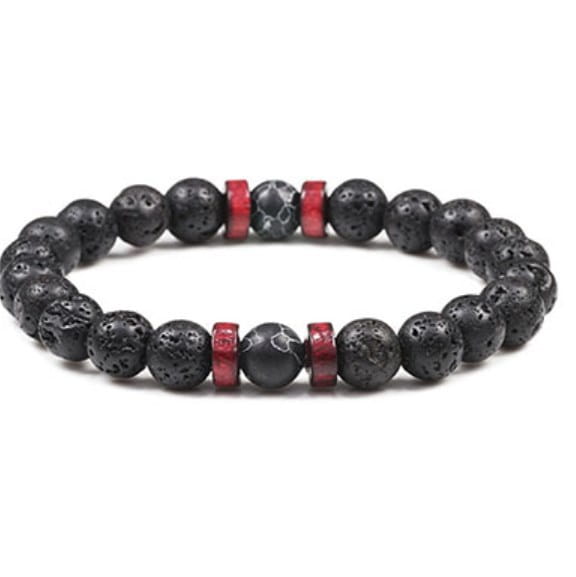 VOLCANIC STONE BEAD BRACELET FOR SPIRITUAL ENERGY