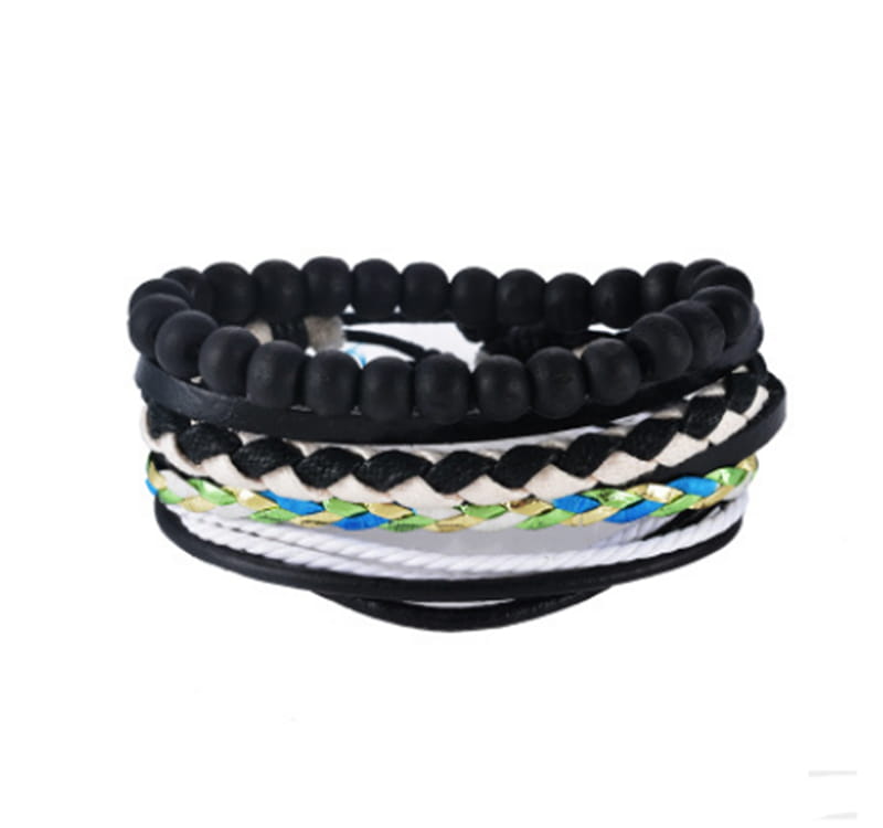 VINTAGE LEATHER BEAD BRACELET FOR MEN & WOMEN