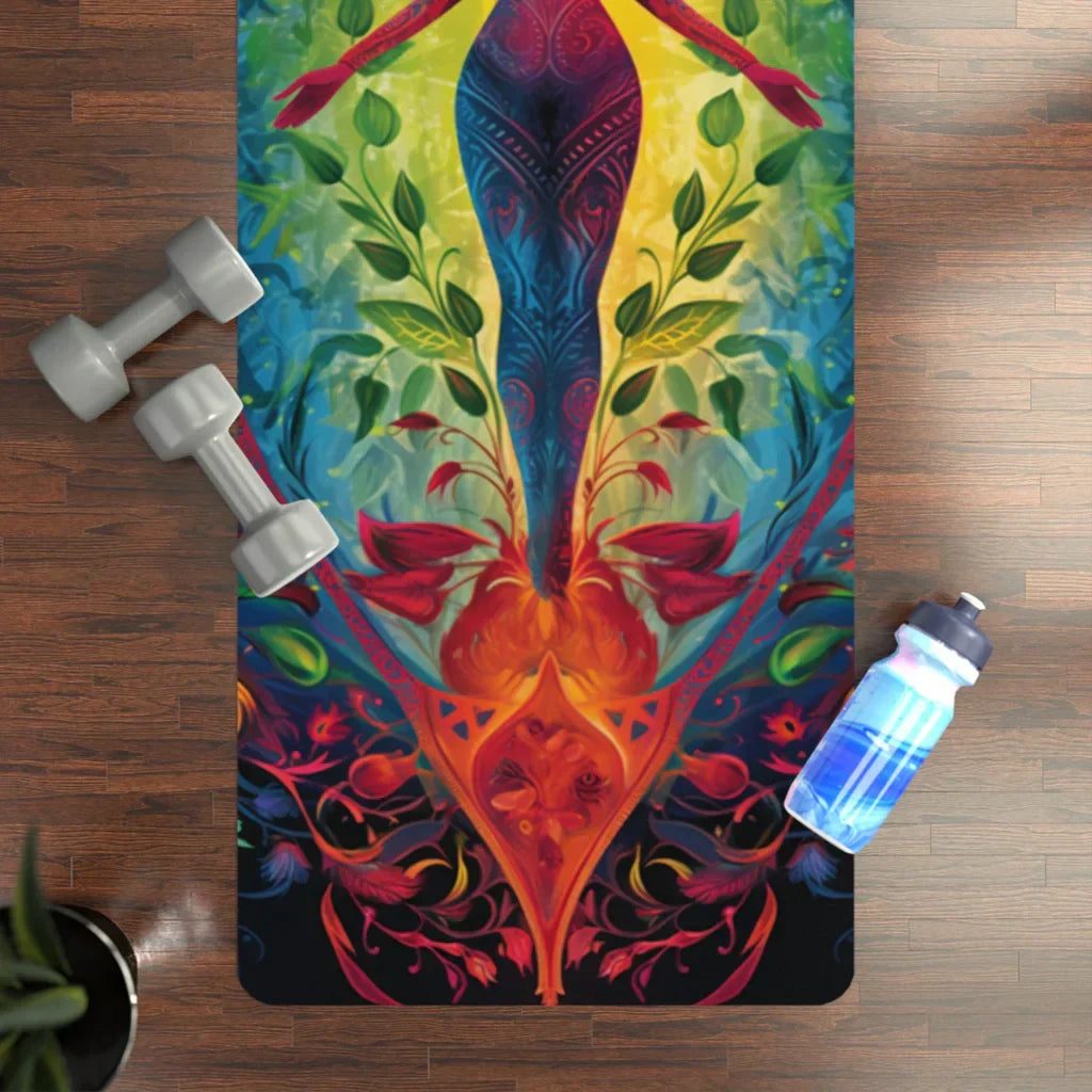 DIVINE HARMONY PRINTED YOGA MAT FOR MYSTICAL CONNECTION - 24” x 68” - rubber yoga mat