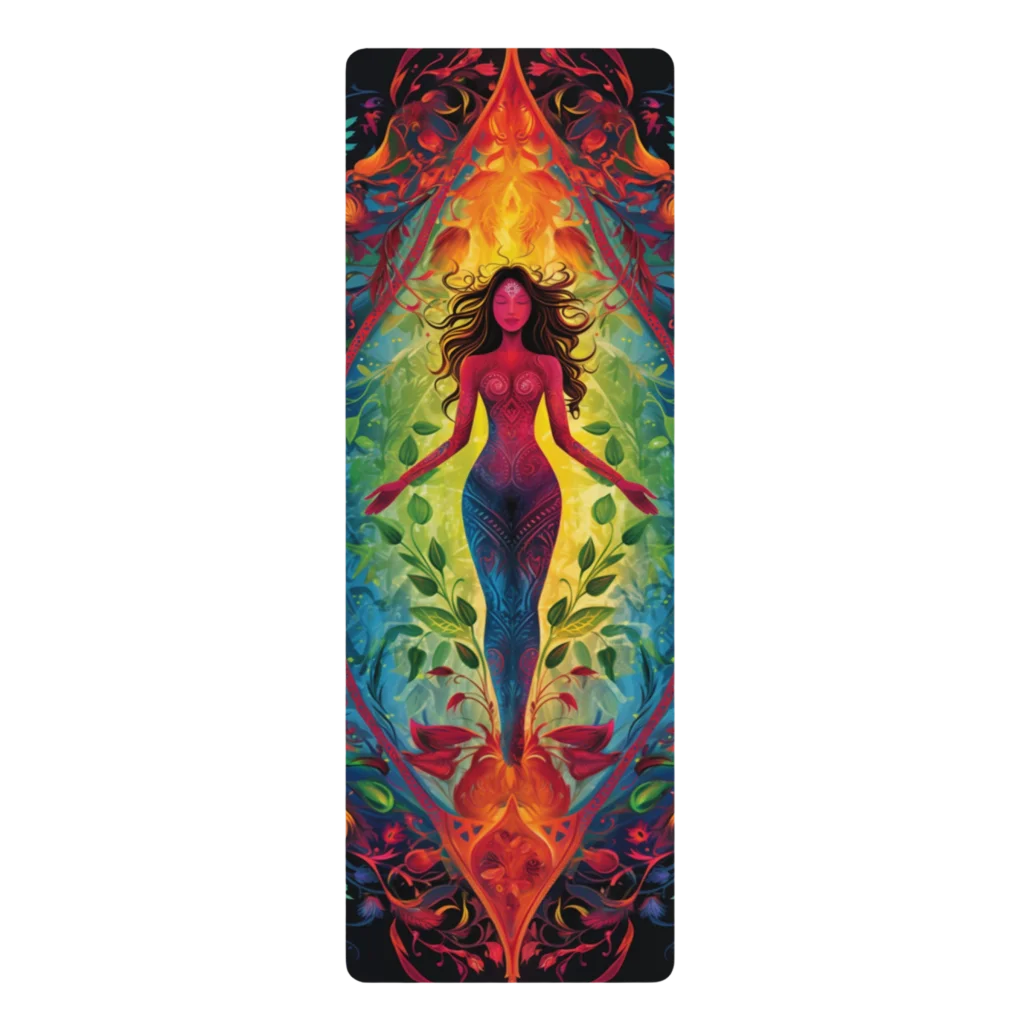 DIVINE HARMONY PRINTED YOGA MAT FOR MYSTICAL CONNECTION - 24” x 68” - rubber yoga mat