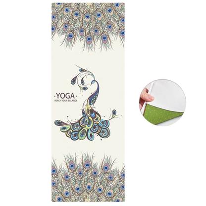 DOUBLE-FACED VELVET YOGA TOWEL - Peacock figure - Yoga Mat