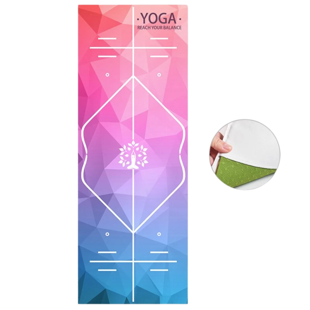 DOUBLE-FACED VELVET YOGA TOWEL - Position line - Yoga Mat