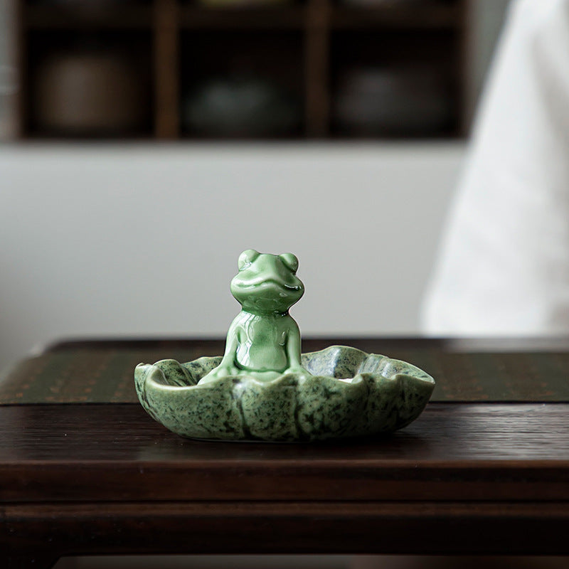 ZEN MEDITATION FROG YOGA STATUE JOSS-STICK HOLDER