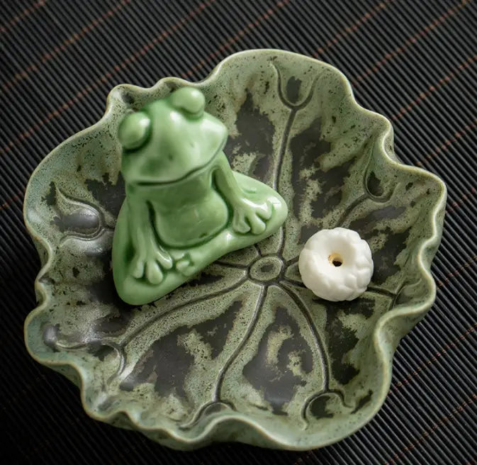 ZEN MEDITATION FROG YOGA STATUE JOSS-STICK HOLDER