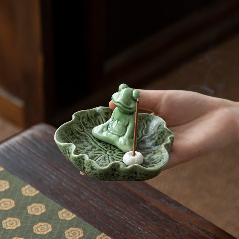 ZEN MEDITATION FROG YOGA STATUE JOSS-STICK HOLDER