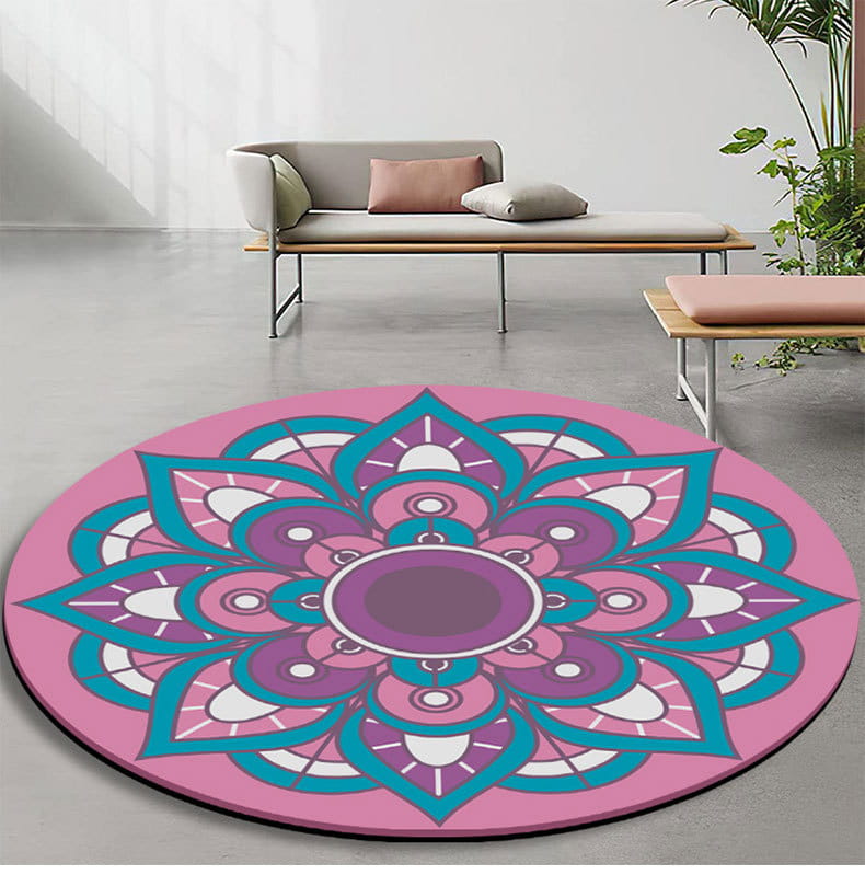 LUXURIOUS NON-SLIP ROUND YOGA MAT WITH MANDALA DESIGN