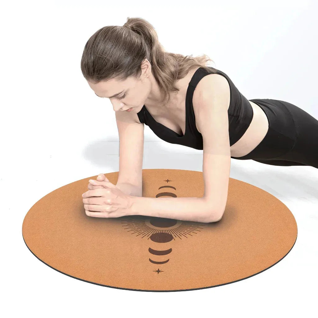 Eco-Friendly Round Exercise Mat With Cork Surface - Pay tribute / 68×68 cm