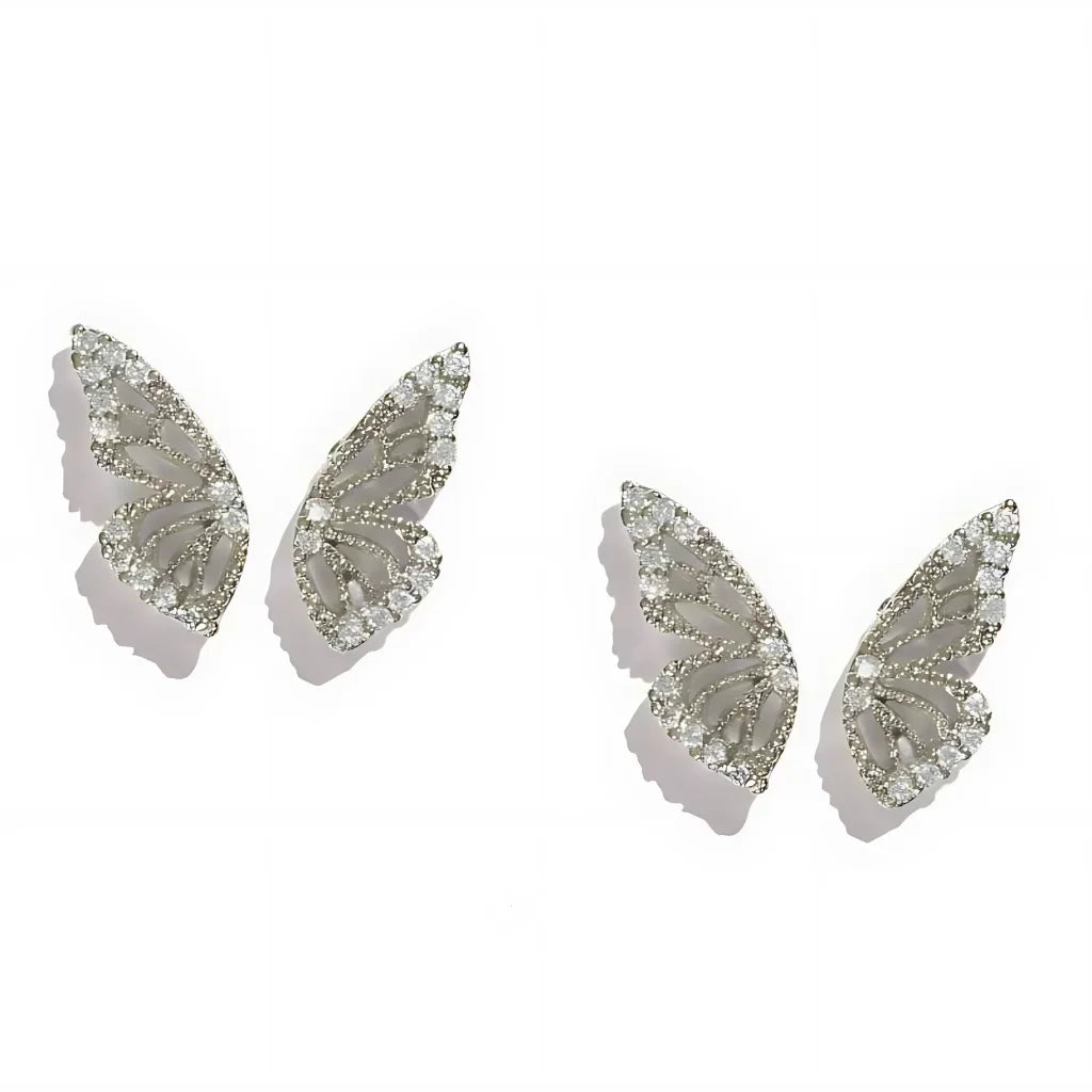 ELEGANT CRYSTAL BOHO BUTTERFLY EARRINGS FOR WOMEN - Silver