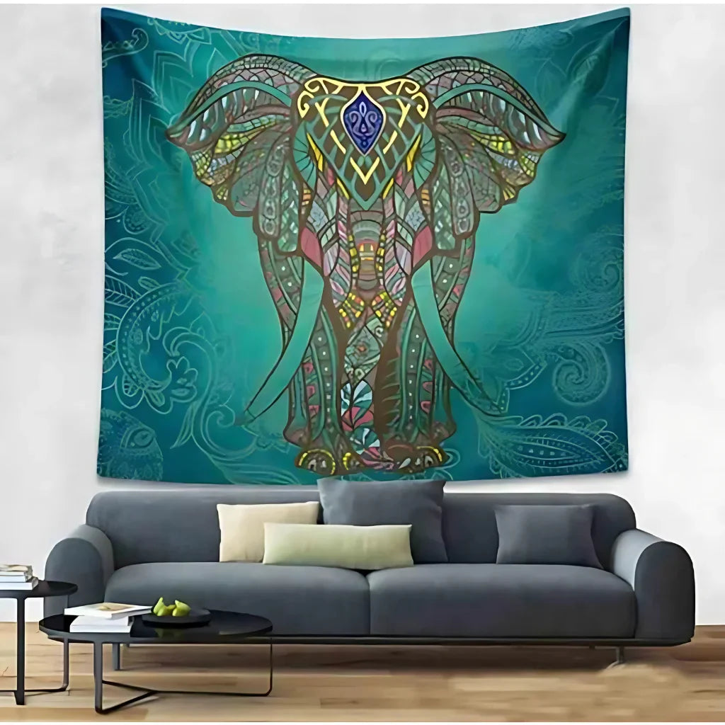 ELEPHANT MANDALA BOHO TAPESTRY WALL HANGING FOR YOGA