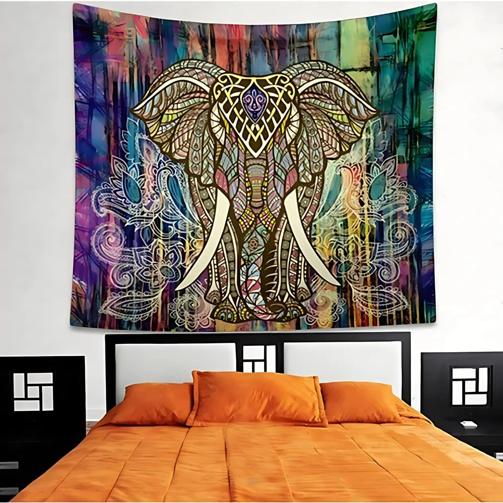 ELEPHANT MANDALA BOHO TAPESTRY WALL HANGING FOR YOGA