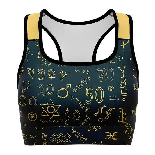 EMPOWER YOUR YOGA PRACTICE WITH MYSTIC SYMBOLS SPORTS BRA