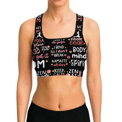 EMPOWERING MATCHING YOGA SET WITH INSPIRING YOGA QUOTES - yoga-leggings-sports-bra-set