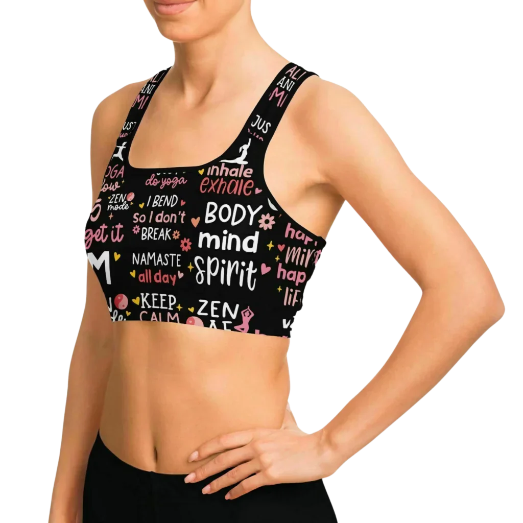 EMPOWERING MATCHING YOGA SET WITH INSPIRING YOGA QUOTES - yoga-leggings-sports-bra-set