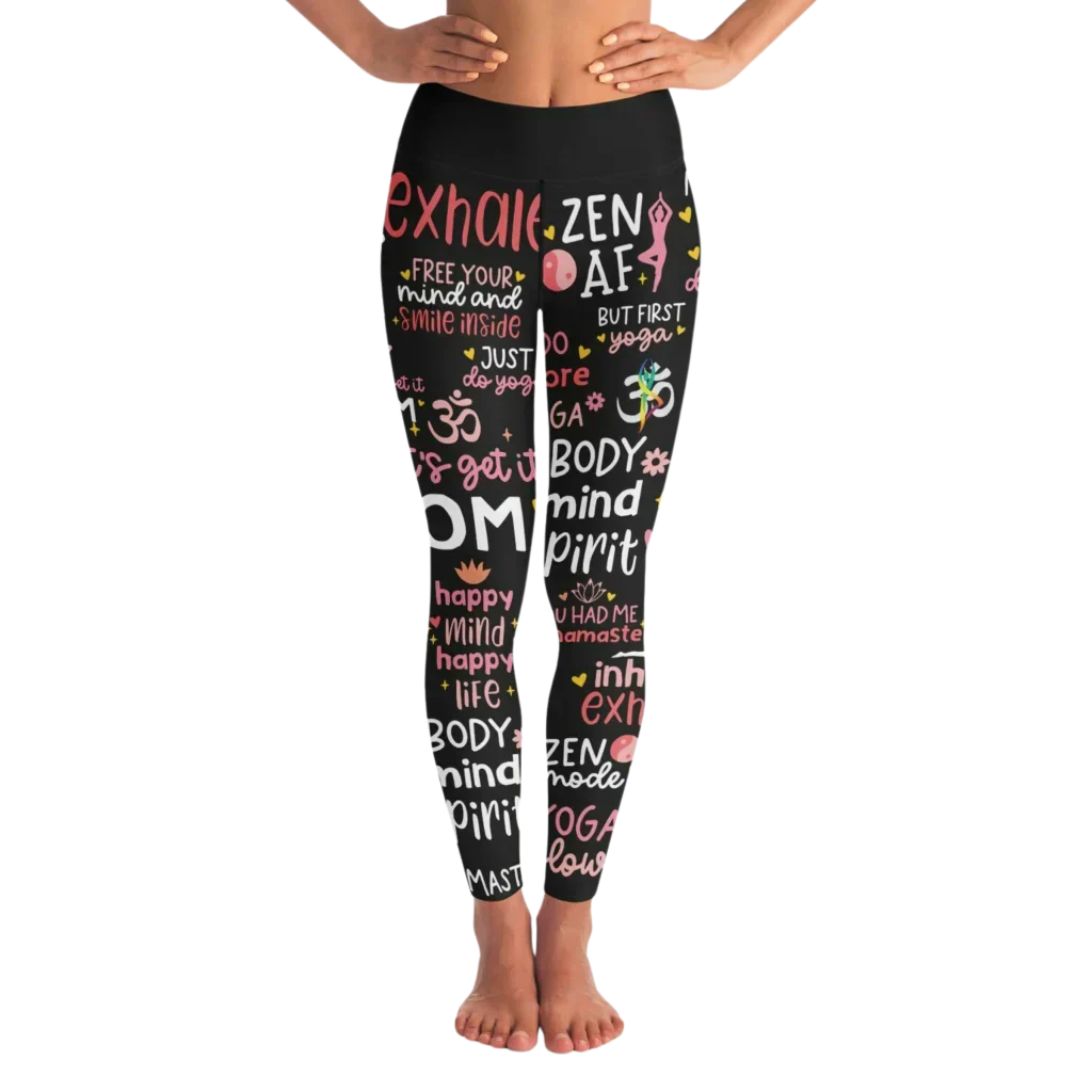 EMPOWERING MATCHING YOGA SET WITH INSPIRING YOGA QUOTES - yoga-leggings-sports-bra-set