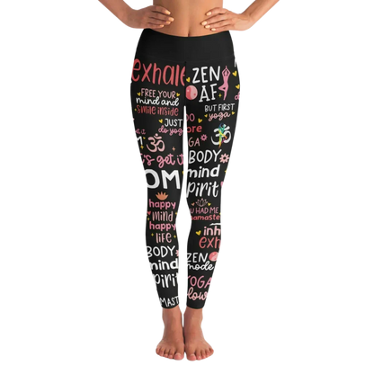 EMPOWERING MATCHING YOGA SET WITH INSPIRING YOGA QUOTES - yoga-leggings-sports-bra-set