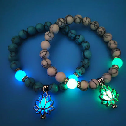 ENERGY LUMINOUS LOTUS YOGA GEMSTONE BRACELET WITH CHARM - Bracelet