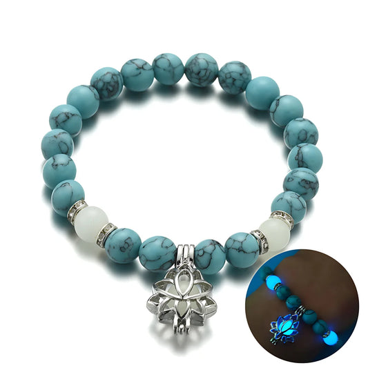 ENERGY LUMINOUS LOTUS YOGA GEMSTONE BRACELET WITH CHARM - Bracelet